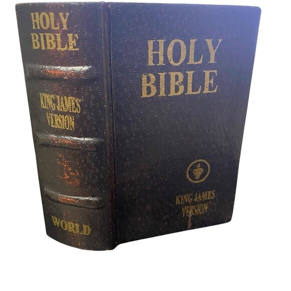 Faux Book Decorative Storage Box Holy Bible King James Velvet Lined  6"x4"x2" - Picture 12 of 14